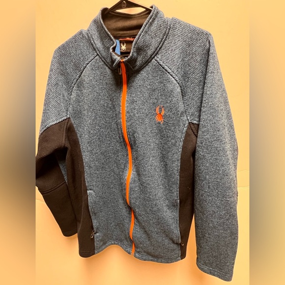 Spyder Other - SPYDER MEN’S FULL ZIP SWEATER FLEECE LINED JACKET. BLUE & BLACK. SIZE XL